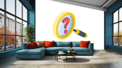 Magnifier search question mark. Vector 3d isometric, color web icon, new flat style. Creative illustration design, idea for infographics. Wall mural