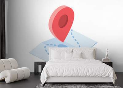 Pin location, map marker GPS, pointer. Vector 3d isometric color icon new flat style. Creative illustration, idea for infographics. Wall mural