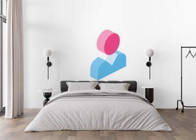 User isometric 3d icon. Creative illustration idea. Wall mural