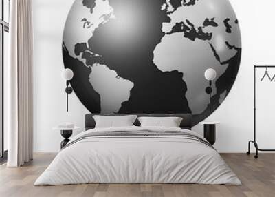 Black earth globe isolated on white background Wall mural