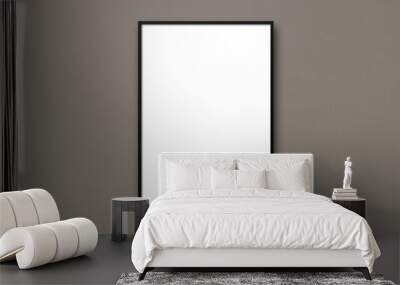 Black picture frame hanging on a dark grey wall Wall mural