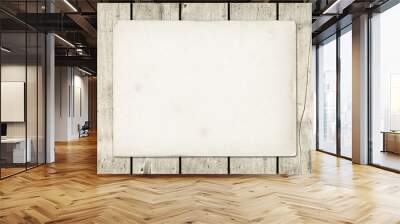 Blank vintage paper sheet on a white wood board Wall mural