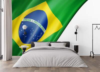 Brazilian flag isolated on white banner Wall mural