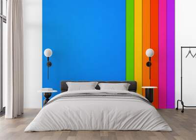 Colorful rainbow Blank A4 paper sheet range on white background Wall mural