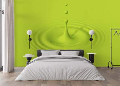 Green drop of avocado milk and ripple Wall mural