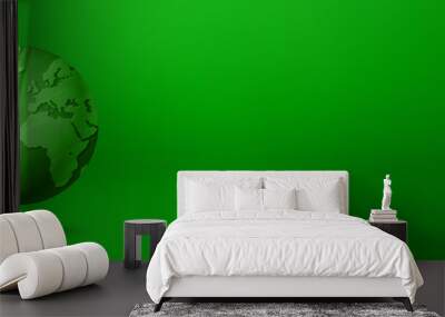 Green leaf world globe isolated on green background. Environmental protection symbol Wall mural