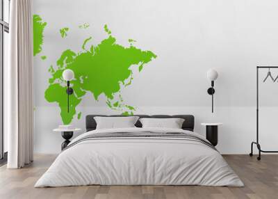 Green world map on white wall background. 3D illustration. Horizontal banner Wall mural