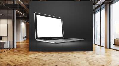 Laptop computer on black office scene background Wall mural