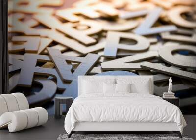 Mixed letters pile closeup photo Wall mural