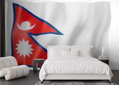 Nepalese flag isolated on white Wall mural