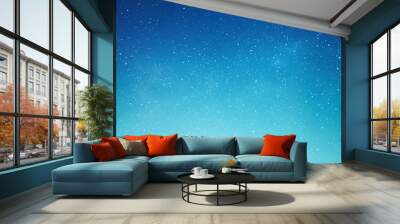 Night starry sky at sunrise. Blue galaxy, horizontal banner Wall mural