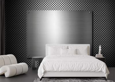 Silver Metal texture plate with screws Wall mural