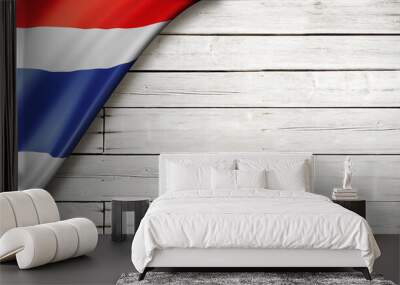 Thai flag on old white wall banner Wall mural