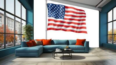 United States flag isolated on white Wall mural