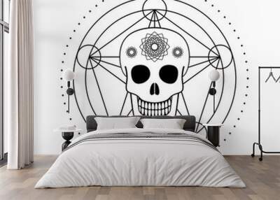 Ornamental Skull with Geometric Symbol Wall mural