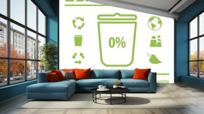 Zero Waste Icons Set with Garbage Bin Wall mural