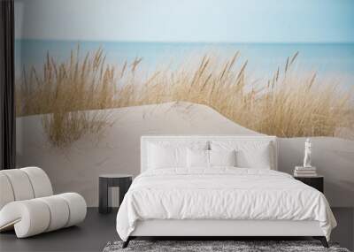 Beautiful white sand dunes at the sea beach Wall mural