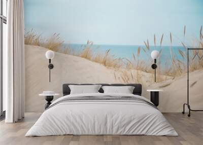 Beautiful white sand dunes at the sea beach Wall mural