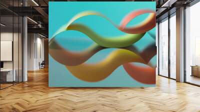 abstract colored paper structure on blue background Wall mural