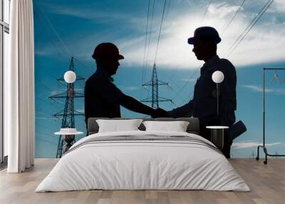 electricity station handshake Wall mural