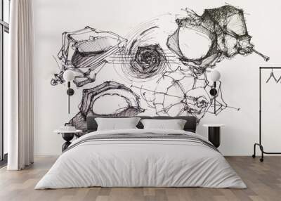 seashells ink drawing Wall mural