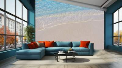 Azure water in the lagoon of the tropical island in the Maldives Wall mural