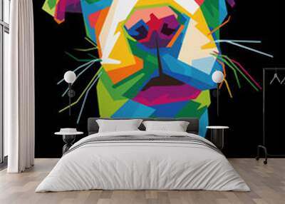 colorful baby pitbull dog with cool isolated pop art style backround. WPAP style Wall mural