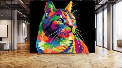 colorful cat head style pop art suitable for poster banners and others Wall mural