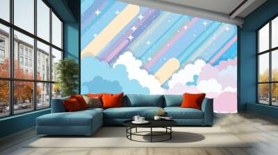 colorful sky, dream illustration, rainbow fantasy background Wall mural