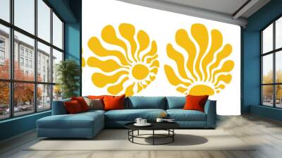 Groovy retro abstract sun backgrounds. Organic doodle shapes in trendy naive hippie 60s 70s style. Contemporary poster print banner template Wall mural