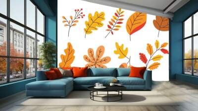 Organic Autumn Leaves collection, element vector Wall mural