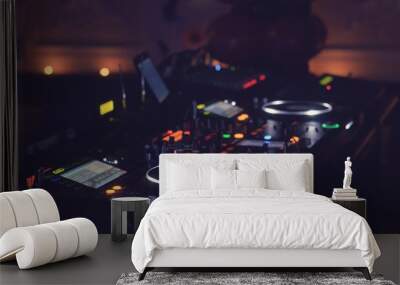 Disc Jockey mixing deck and turntables Wall mural