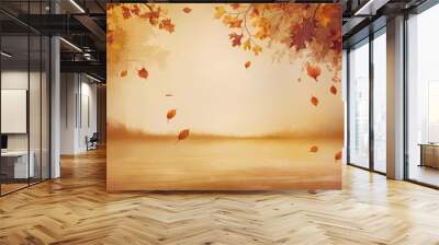 abstract autumn background with leaves autumn background with copy space  Wall mural