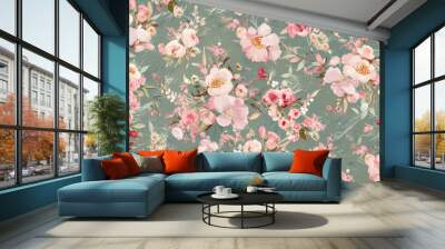 ditsy florals cottage core pattern background Wall mural