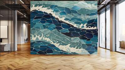 mosaic wave pattern, flowing wave pattern, sea waves mosaic pattern  Wall mural