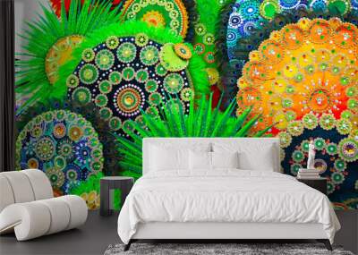 Beautiful ornamental colorful carnival decoration details. Wall mural