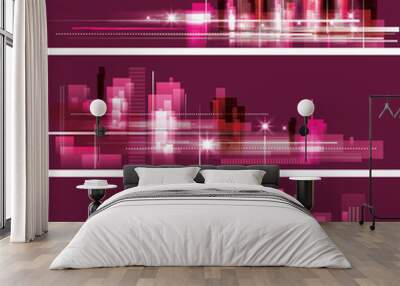 City skyline at night Wall mural