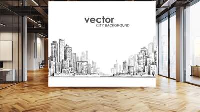 Cityscape, hand drawn vector sketch Wall mural