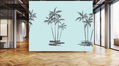 Palm trees. Textured ink brush drawing Wall mural