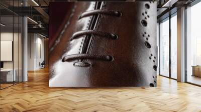 Close up of a new pair of brown leather dress shoes Wall mural