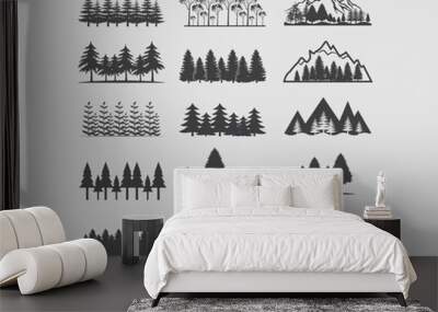 Forest Vector, Forest Bundle, Forest, Mountain Forest, USA Forest Wall mural