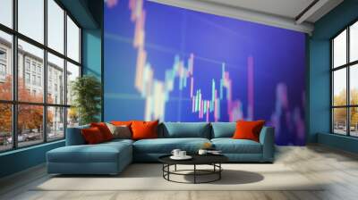 Financial data on a monitor as Finance data concept. Analytics Report Status Information Analysis Chart Graph in digital screen. Business analyzing financial statistics Wall mural