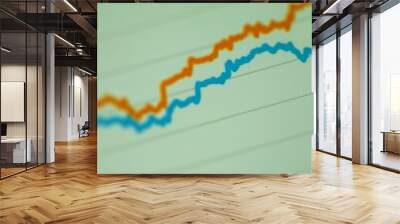 Two lines chart at comparision concept. Data analysis graph. Financial chart, analyzing report Wall mural