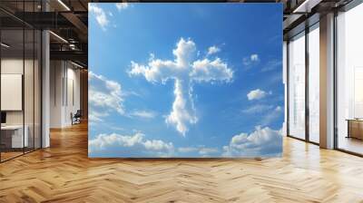 Christianity cross shaped cloud illustration Wall mural