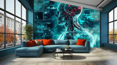 Medical health technology digital background Wall mural