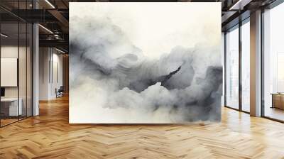 Abstract Watercolor Gray Cloudy Sky Background. Gray Wallpaper, Gray Watercolor Gradients, Brush Stock, Hand Drawing Oil Painting Wall mural