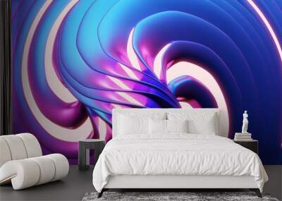 3d render abstract background. Trendy neon lines and waves. Digital illustration for wallpapers, posters and covers. Futuristic design. Wall mural