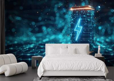 Digital Power Source - Circuitry and Lightning Bolt Wall mural