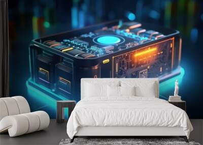 Futuristic Technology Device With Glowing Lights Wall mural