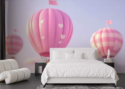 Pink Hot Air Balloons in the Sky Wall mural